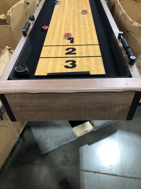 Photo 6 of (WILL NEED TRUCK)
Hathaway Excalibur 9-Ft Shuffleboard Table for Great for Family Recreation Game Rooms, Designed with a Rustic Driftwood Finish with Built-In Leg Levelers, Includes 8 Pucks, Table Brush and Wax
