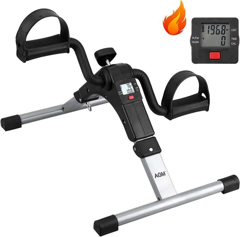 Photo 1 of Folding Pedal Exerciser, Mini Exercise Bike Under Desk Bike Foot Pedal Exerciser, Foot Hand Cycle Portable Peddler Machine Bicycle Exerciser Arm Leg Exerciser While Sitting