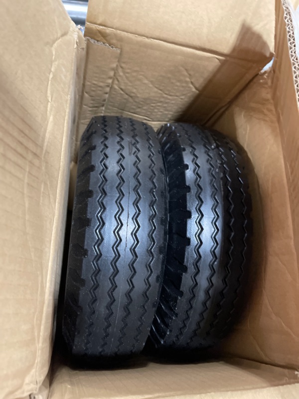 Photo 2 of 2-Pack 4.10/3.50-6" Flat Free Tire with Rim,13" Hand Truck Utility Universal Wheels, 3" Centered Hub with 5/8" Ball Bearings,w/Grease Fitting,410/350-6",410/350x6 https://a.co/d/9otnqiP