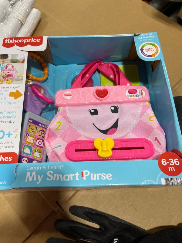 Photo 2 of Fisher-Price Smart Purse Learning Toy with Lights, Smart Stages Educational Content for Baby and Toddler Dress Up, Pink?