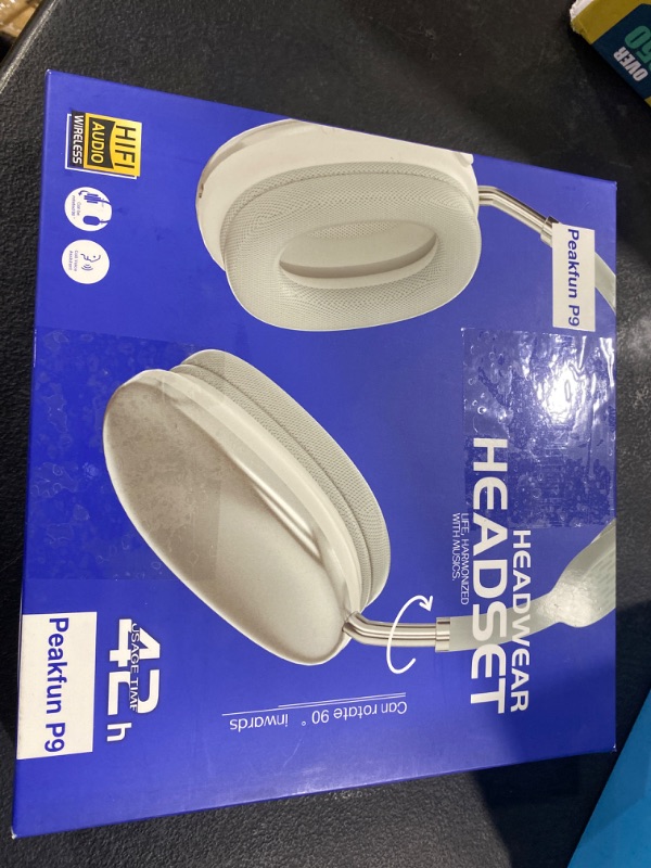 Photo 1 of Peakfun Wireless Headphones Over-Ear Bluetooth Adjustable Headphones 42 Hours of Listening Time Volume Control, Fitting in Gaming/Running/Sports Headphones for iPhone/Android/Samsung - Space Gray