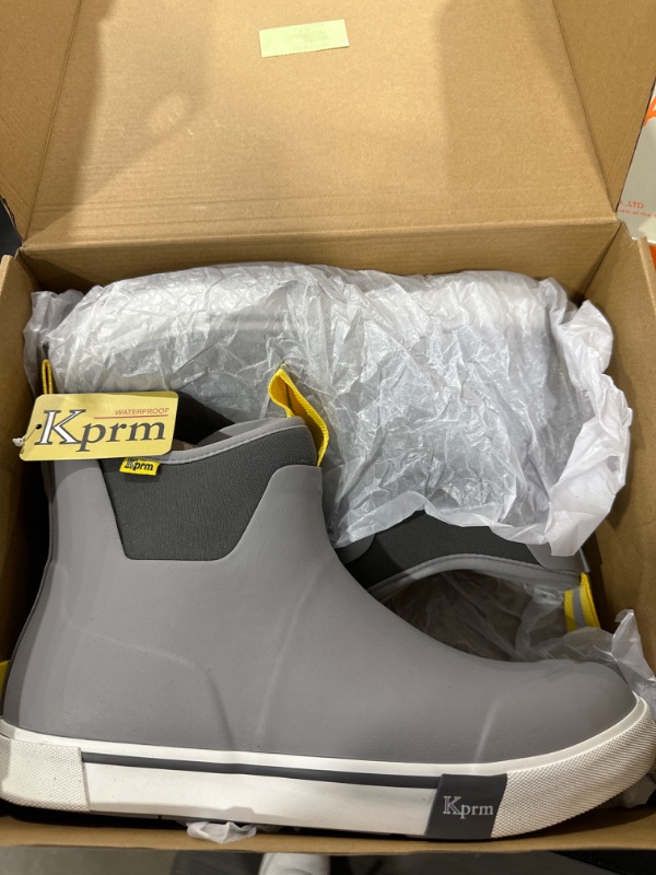 Photo 2 of Kprm Men's Deck Boots Waterproof Ankle Rubber Rain Boots High-Performance Saltwater Fishing Booties 9 Grey