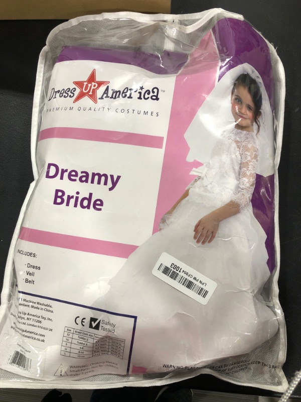 Photo 2 of Dress Up America Bride Costume – Dreamy Bridal Dress with Wedding Veil for Girls Toddler 4 (27'' waist, 38'' Height)