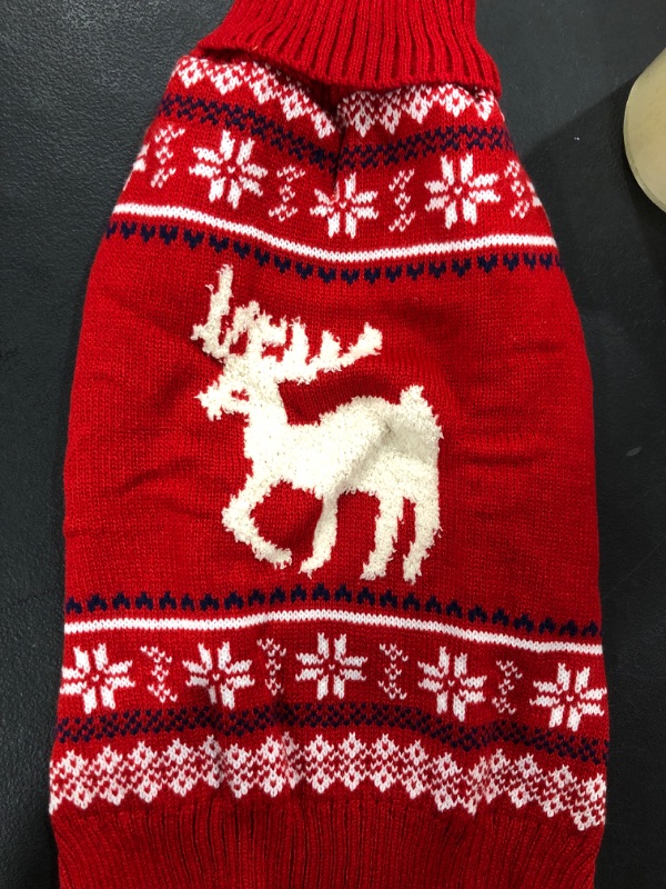 Photo 2 of (XL) KYEESE Dog Sweater Christmas for Small Dogs Turtleneck Reindeer Dog Knitwear with Leash Hole Puppy Sweater Cat Sweater for Holiday,Reindeer