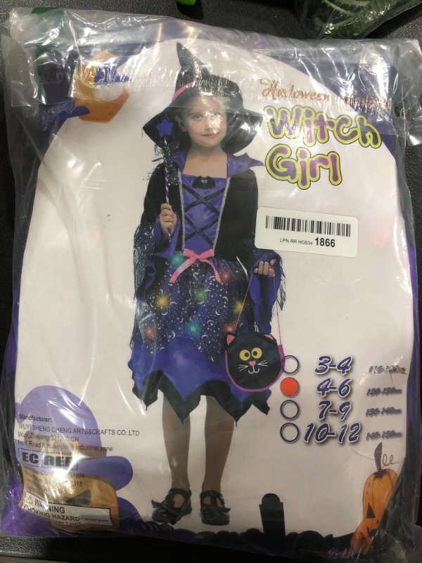 Photo 1 of (4-6) Girls Light-up Witch Halloween Costumes Kids Fancy Dress Set