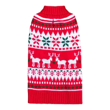 Photo 1 of (L) KYEESE Christmas Dog Sweaters Snowflake Reindeer Holiday Dog Sweater with Leash Hole Ugly Dog Sweater