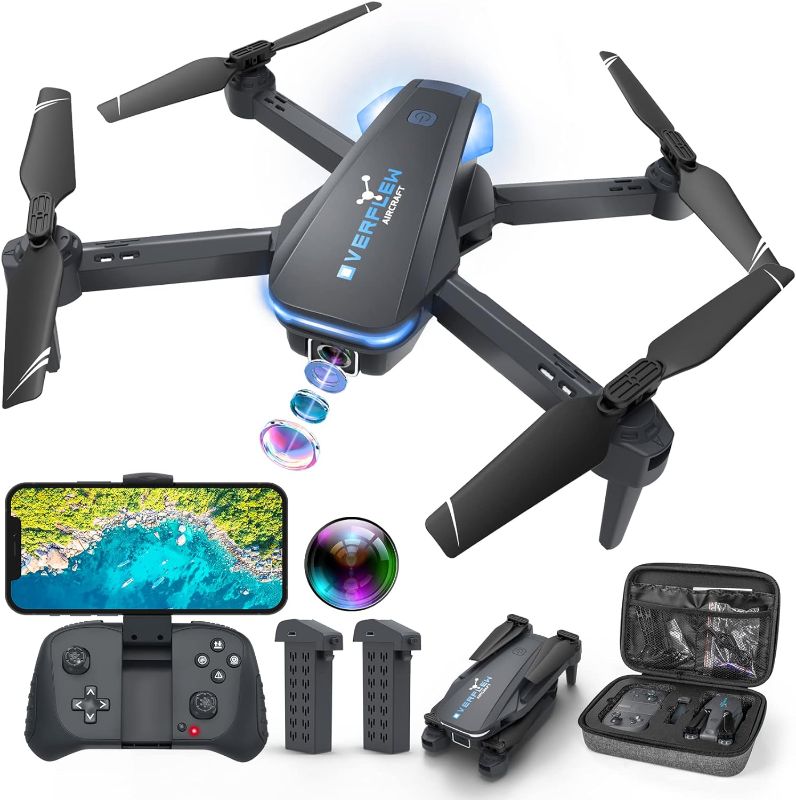 Photo 1 of Drone with 1080P Camera for Beginners and Kids, Foldable Remote Control Quadcopter with Voice Control, Gestures Selfie, Altitude Hold, One Key Start, 3D Flips, 2 Batteries, Toys Gifts for Boys Girls