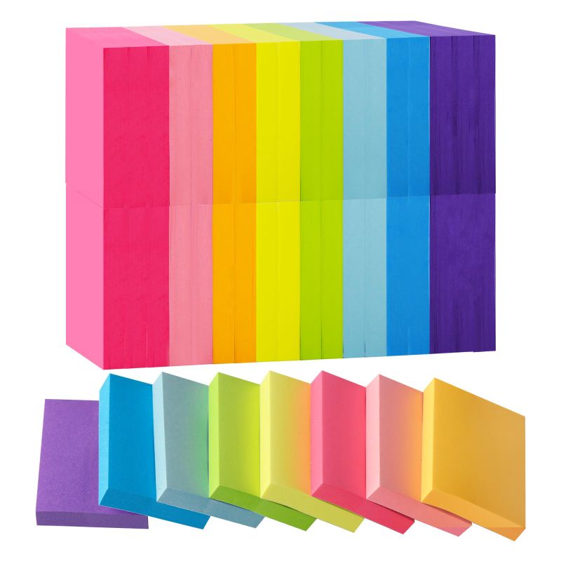 Photo 1 of HappyHapi 36Pads Sticky Notes 1.5 x 2, Small Colorful Sticky Pads, 8 Bright Colors, Mini Self-Stick Notes 80 Sheets/pad, Office, Home, School Supplies