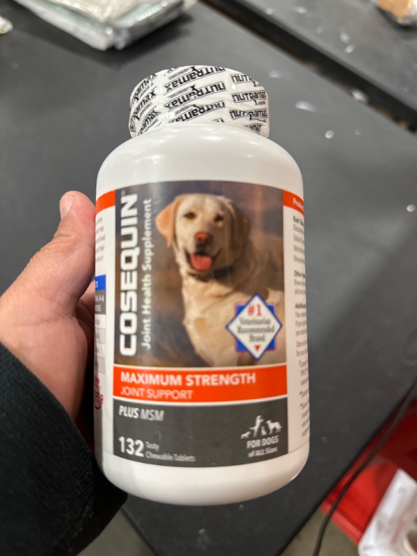 Photo 2 of Nutramax Cosequin Maximum Strength Joint Health Supplement for Dogs - With Glucosamine, Chondroitin, and MSM, 132 Chewable Tablets EXP 7/2027