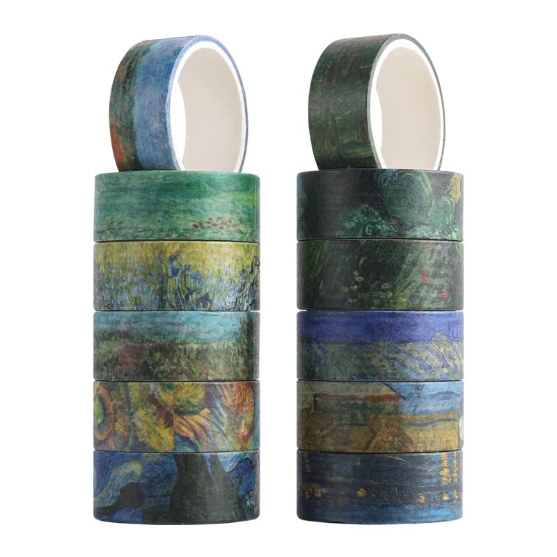Photo 1 of 2 PACK 12 Rolls Van Gogh Paintings Washi Tapes, Vintage Oil Landscape Painting Decorative Masking Tapes for Collage, Cards, Art Journals, Envelopes, Gift Wrapping, Calendar, DIY Crafts