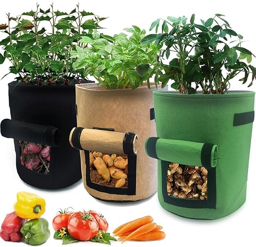 Photo 1 of 3 Pcs 6.5 Gallon Garden Boxes, Easy to Harvest, Planter Pot with Flap and Handles, Garden Planting Grow Bags for Potato Tomato and Other Vegetables, Breathable Nonwoven Fabric Cloth
