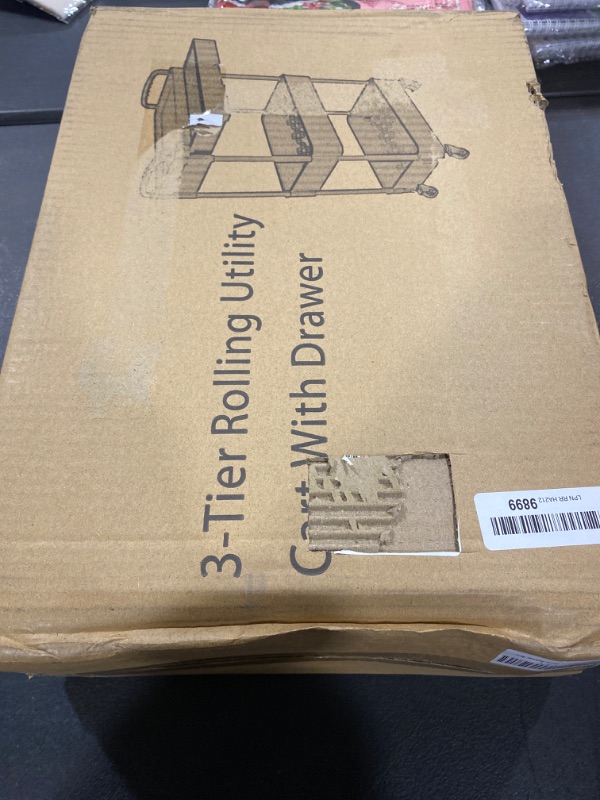 Photo 1 of Dttwacoyh 3-Tier Rolling Cart?Trolley with Drawer, Multifunctional Storage Organizer with Plastic Shelf & Metal Wheels, Kitchen Storage Cart for Living Room, Kitchen, Office, Bathroom, White 3-tier White