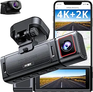 Photo 1 of Kingslim D4PRO Dash Cam Front and Rear - 4K + 2K Dual Car Dashcam with WiFi GPS Dash Camera, Optional Inside Recording, Voice Control, Type C, Support 256GB Max
