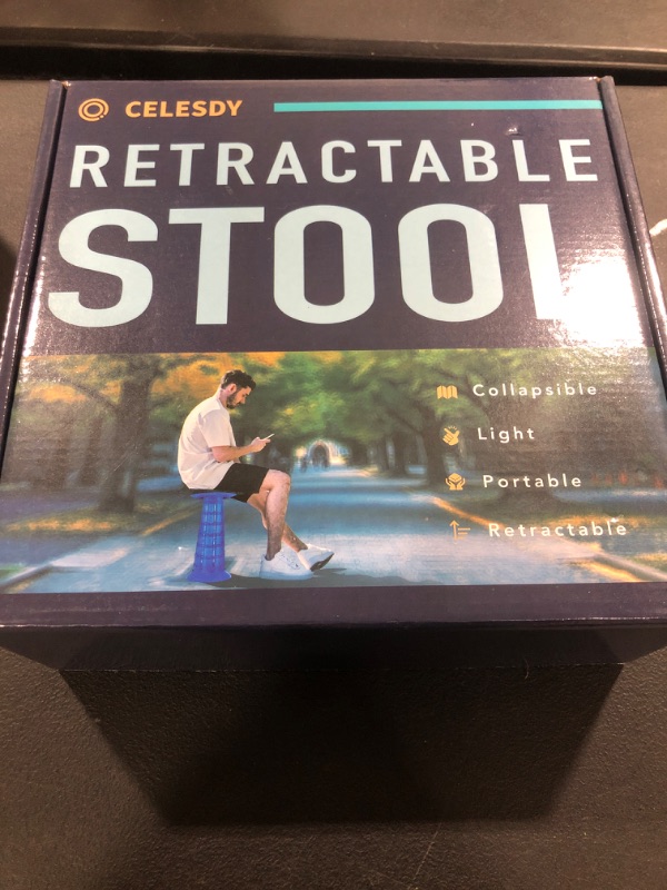 Photo 1 of Celesdy Adjustable Retractable Portable Collapsible Folding Stool for Adults Heavy Duty with Load Capacity 770 lbs, Collapsible Chair Camping Stool for Travel Hunting (Blue Rainbow) (HX20210818)