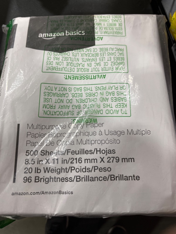 Photo 2 of Amazon Basics Multipurpose Copy Printer Paper, 20 Pound, White, 96 Brightness, 8.5 x 11 Inch - 1 Ream (500 Sheets Total) 1 Ream | 500 Sheets