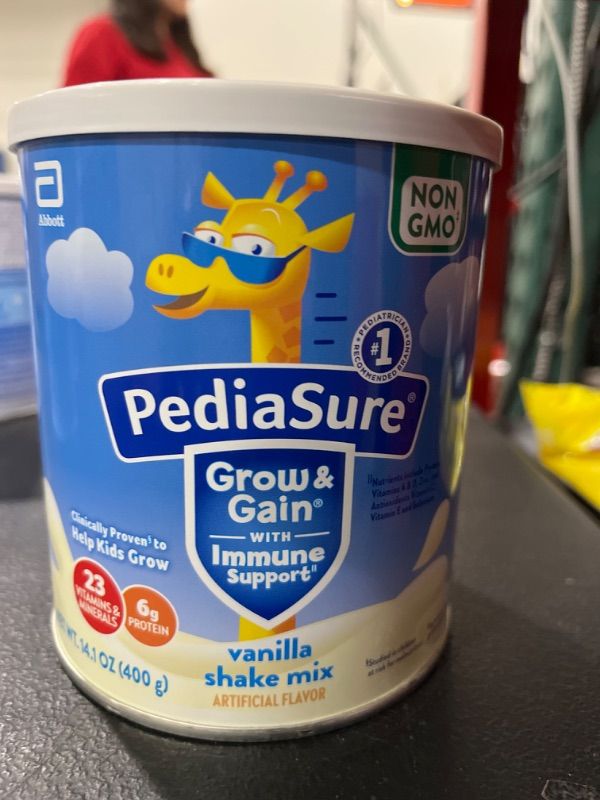 Photo 2 of PediaSure Grow & Gain with Immune Support Shake Mix Powder, Kids Shake, 23 Vitamins and Minerals, 6g Protein, Helps Kids Catch Up On Growth, Non-GMO, Gluten-Free, Vanilla, 14.1-oz Can, 8 Servings Vanilla 14.1 Ounce (Pack of 1) USE BY 3/1/2025