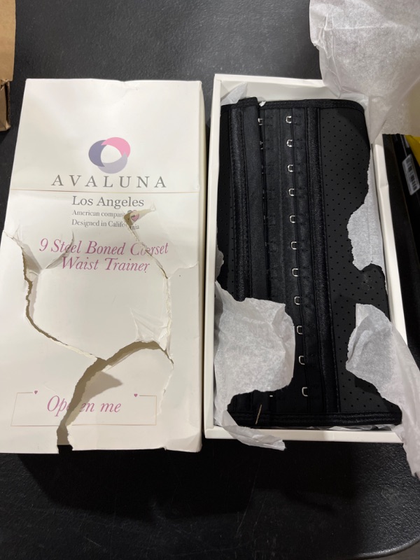 Photo 1 of AVALUNA Everyday Office Sport Abdominal Compression Waist Trainer Tummy Waist Cincher Shapewear Corset Hourglass Body Shaper MEDIUM BLACK- STOCK PHOTO FOR REFERENCE ONLY