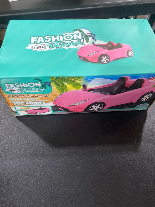 Photo 2 of AOKESI Convertible Car, Pink Convertible Doll Vehicle with Working Seat Belts Dolls Toy Car for Dolls Accessories Set Great Gift for Girls