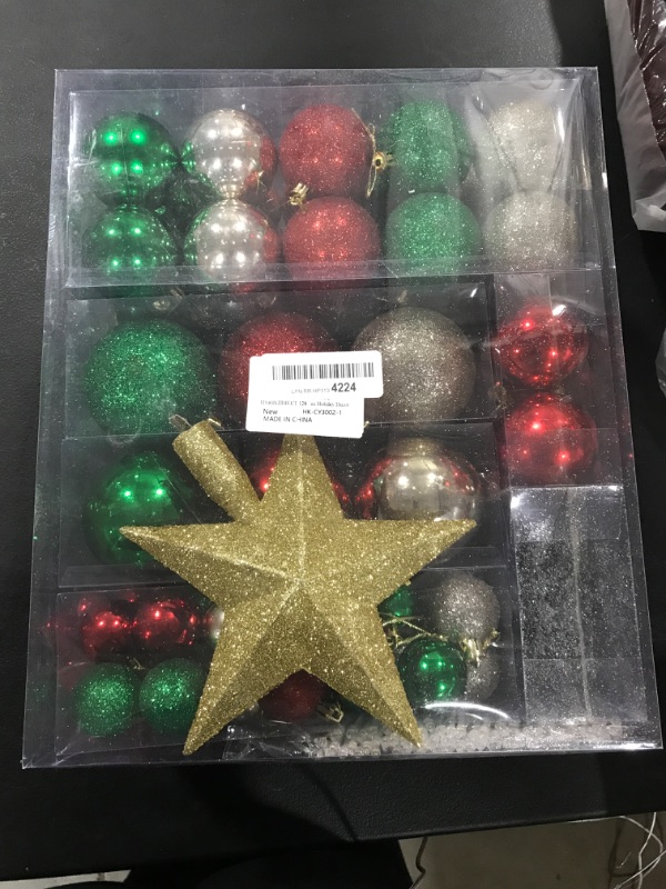 Photo 1 of Design Accents Shatterproof Christmas Ornament Collection Set (132-Set, Red, Green, Gold) 88L0870G Red, Green, Gold 132