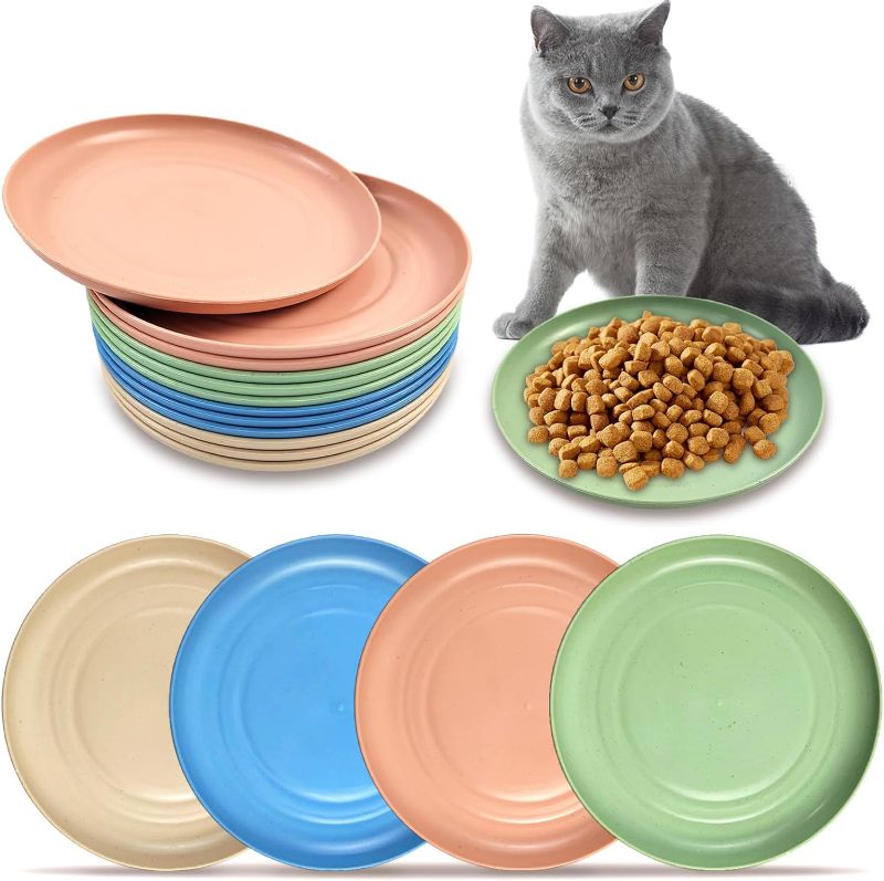 Photo 1 of 2 PACK=  12 Pieces Cat Bowls for Food and Water, Whisker Fatigue Relief Cat Food Bowl, Unbreakable Shallow Cat Food Dish Cat Wet Feeding Bowls Environment Friendly Pet Feeding Plate for Kittens