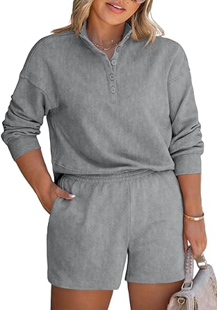 Photo 1 of Eytino Women Plus Size 2 Piece Outfits Sweatsuit Oversized Sweatshirt & Lounge Shorts Lounge Tracksuit Set 2X 