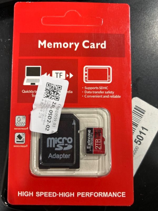 Photo 1 of High Speed Micro SD Card, 2TB, A1/A2 Smart Card, Memory Card U3 TF Card Mini SD Card Class 10 TF Flash Card + Adapter - RED