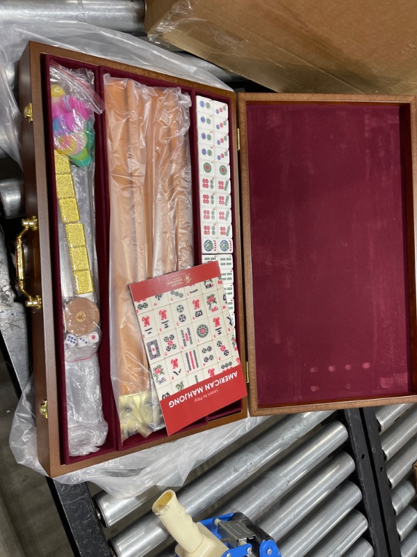 Photo 2 of American Mahjong Game Set 166 White Engraved Tiles for Western Mah Jong, Mahjongg, Mah-Jongg Play with Traveler Size Carrying Case, Dices, Chips, Manual,Win indicator. / Racks and Pushers not incldued