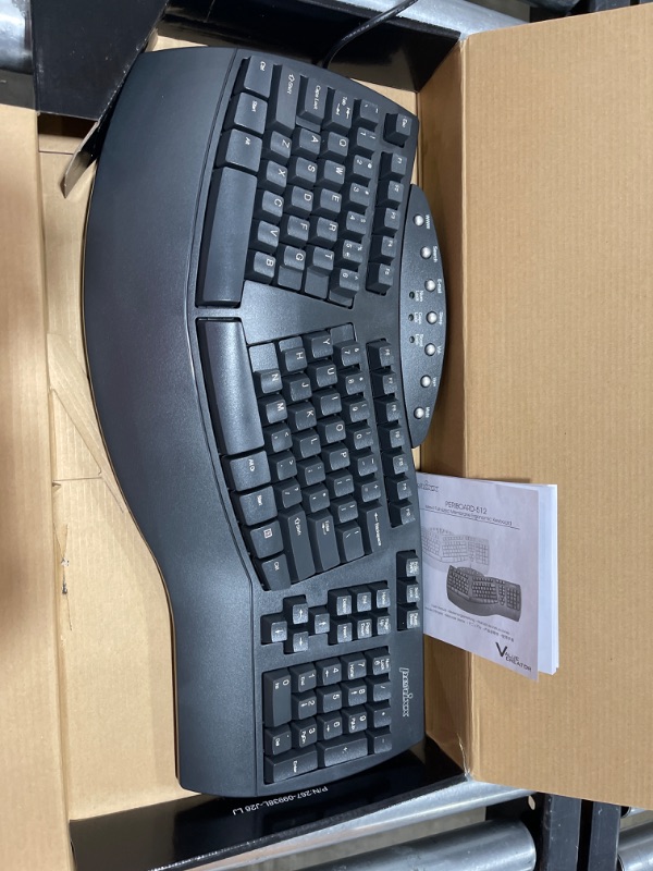 Photo 2 of Perixx Periboard-512 Ergonomic Split Keyboard - Natural Ergonomic Design - Black - Bulky Size 19.09"x9.29"x1.73", US English Layout Wired Black Keyboard