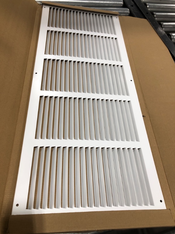 Photo 2 of 28" x 10" Return Air Grille - Sidewall and Ceiling - HVAC Vent Duct Cover Diffuser - [White] [Outer Dimensions: 29.75w X 11.75"h] 28 x 10 White