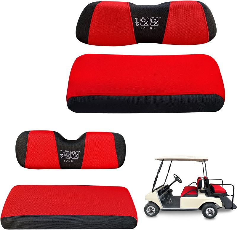 Photo 1 of 10L0L Golf Cart Front & Rear Seat Covers Fits Club Car DS & EZGO RXV TXT 4 Passenger Models Bench Seat Covers Kit, Washable Breathable Polyester Mesh Cloth 