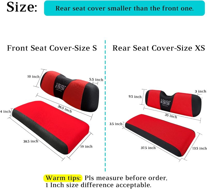 Photo 2 of 10L0L Golf Cart Front & Rear Seat Covers Fits Club Car DS & EZGO RXV TXT 4 Passenger Models Bench Seat Covers Kit, Washable Breathable Polyester Mesh Cloth 