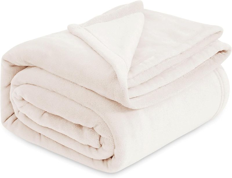 Photo 1 of Bedsure Fleece Blanket Queen Blanket Cream - Bed Blanket Soft Lightweight Plush Fuzzy Cozy Luxury Microfiber, 90x90 inches