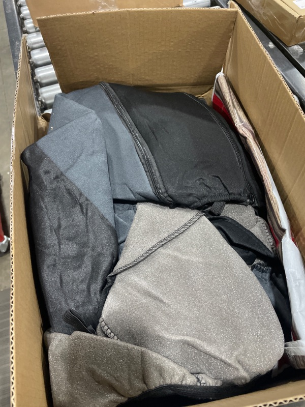 Photo 1 of BDK PolyPro Car Seat Covers Full Set in Charcoal on Black – Front and Rear Split Bench Seat Covers for Cars, Easy to Install Car Seat Cover Set, Car Accessories for Auto Trucks Van SUV Charcoal Gray