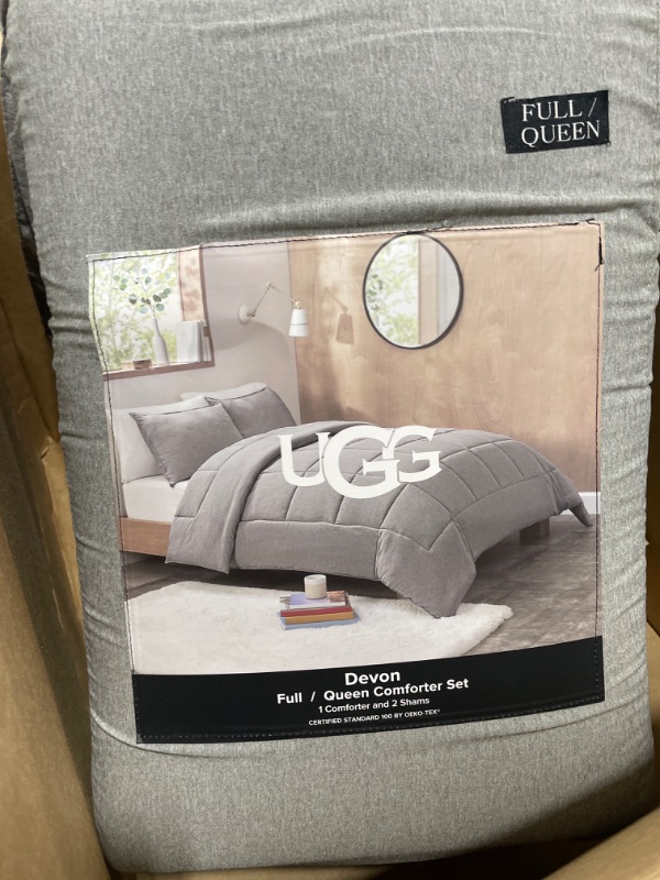 Photo 2 of UGG 32548 Devon Full-Queen 3-Piece Comforter Set Soft Luxury Bedding Comforter and Two Pillow Shams Cozy Comfortable Reversible Machine Washable Hotel Style Bedding Set, Full/Queen, Seal Gray Silver Full/Queen