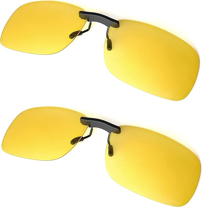 Photo 2 of BLUE CUT Clip on Polarized Night Vision, Driving Sunglasses UV 400 Blocker To Wear Over Prescription Glasses