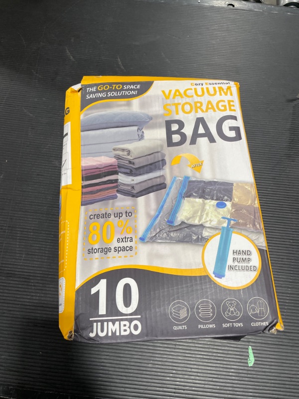 Photo 2 of 10 Jumbo Vacuum Storage Bags, Space Saver Bags Compression Storage Bags for Comforters and Blankets, Vacuum Sealer Bags for Clothes Storage, Hand Pump Included