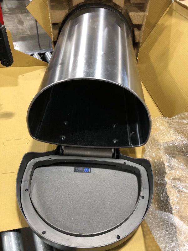 Photo 1 of 45 Liter / 12 Gallon Semi-Round Automatic Sensor Trash Can, Brushed Stainless Steel