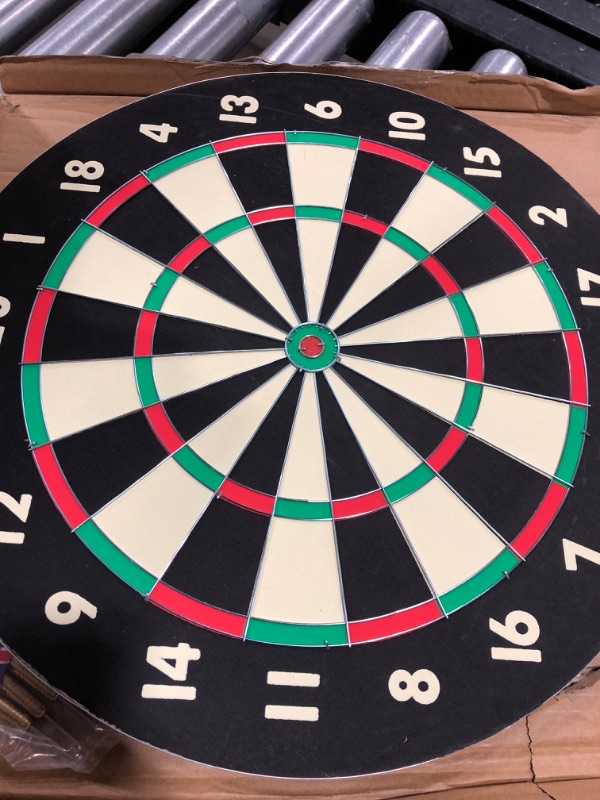 Photo 2 of Paper Wound Dart Board – Indoor Hanging 20-Point Darts and Target Bullseye Game – Comes with Six 17g Brass Tipped Darts by Trademark Games