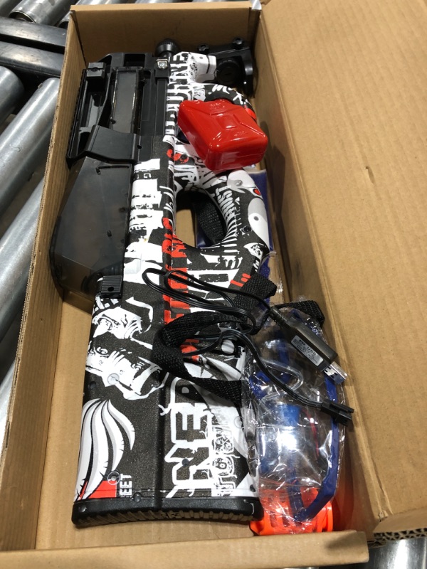 Photo 1 of Gel Ball Blaster Splatter Ball Gun, Electric Splat Blaster Automatic Shoot with Water Balls Gel Beads Ammo, Rechargeable Battery Powered for Kids Adults Outdoor Shooting Games Activities P90-black