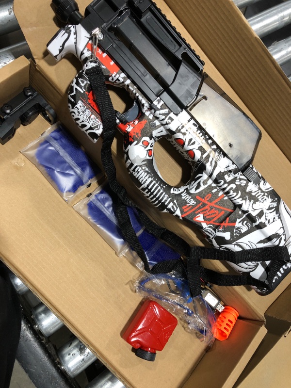 Photo 1 of Gel Ball Blaster Splatter Ball Gun, Electric Splat Blaster Automatic Shoot with Water Balls Gel Beads Ammo, Rechargeable Battery Powered for Kids Adults Outdoor Shooting Games Activities P90-black