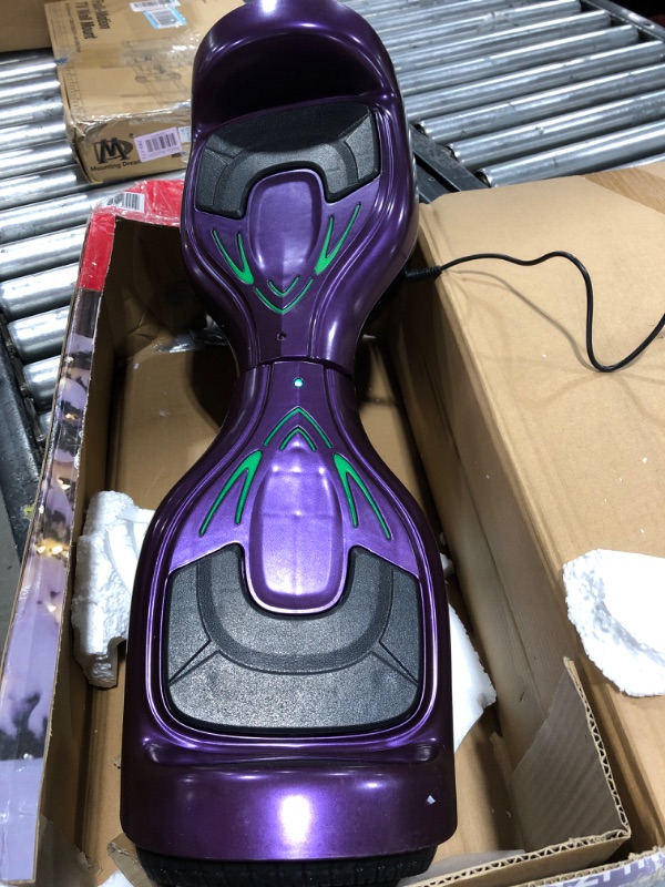 Photo 2 of Bluetooth Hoverboard with Pearl Skin, 6.5" Self Balancing Scooter with Wireless Speaker for Music, with LED Light up Pedal and Wheels for Funs Purple