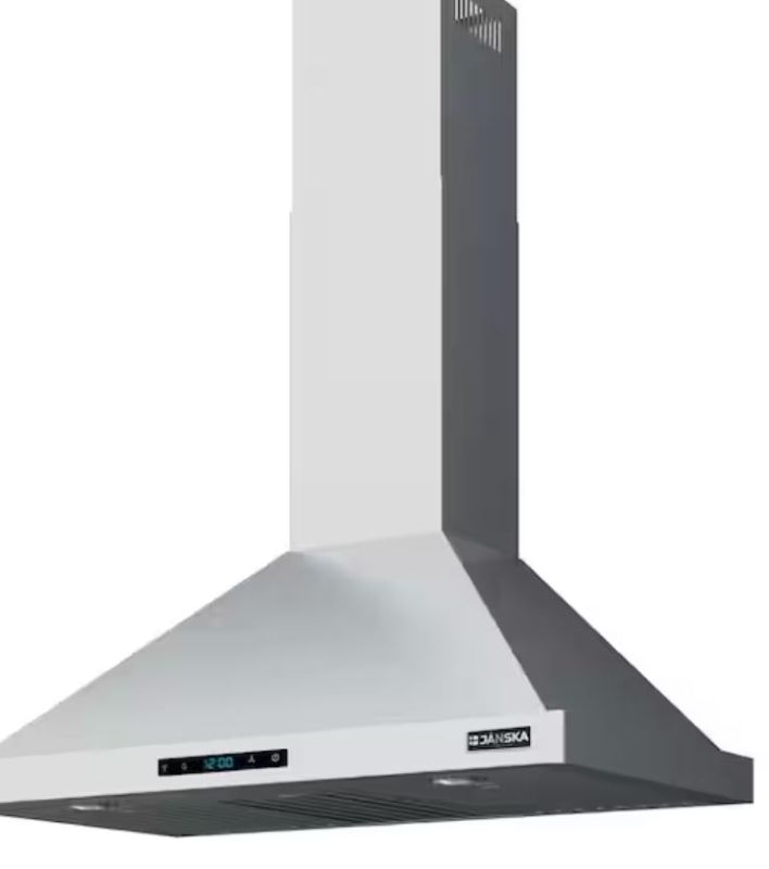 Photo 1 of 36 in. 520 CFM Wall Mount Ducted Range Hood in Stainless Steel with SS Filters, Digital Display, LED Lights, and Remote