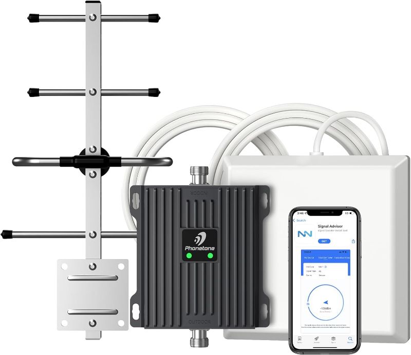 Photo 1 of Cell Phone Signal Booster for Verizon and AT&T | Up to 4,500 Sq Ft | Boost 4G LTE 5G Signal on Band 12/13/17 | 65dB Dual Band Cellular Repeater with High Gain Antennas | FCC Approved
