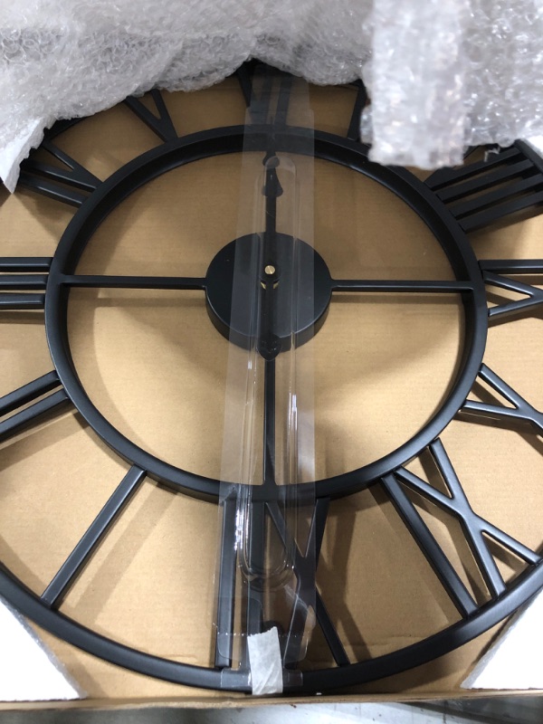 Photo 1 of 20” Mute Retro Wall Clock, Roman Numerals Art Creative Clock Vintage Silent Metal Clock Industrial Gear Clock, Indoor Black Non Ticking Large Round Decorative Clock for Living Room, Kitchen, Home