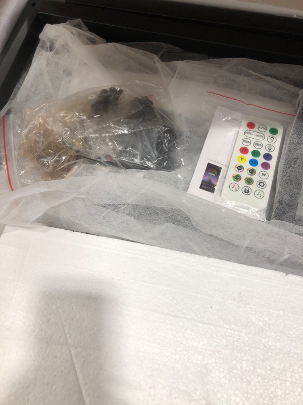 Photo 1 of Unikito 2 Person Computer Desk with LED Light and Power Outlet, Double Gaming Desk, Large Workstation with Storage and Printer Stand, Long Desk, Office Work Desk with Shelf, Writing Study Table, Black With LED Light Black