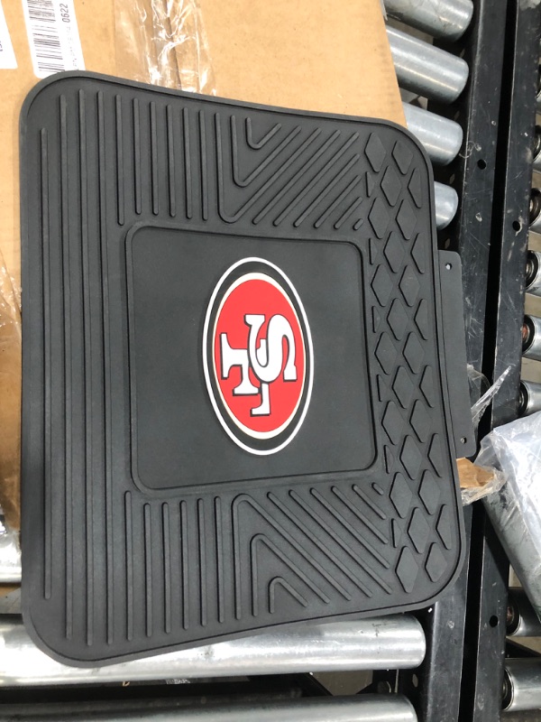 Photo 2 of FANMATS 9973 San Francisco 49ers Back Row Utility Car Mat - 1 Piece - 14in. x 17in., All Weather Protection, Universal Fit, Molded Team Logo Rear