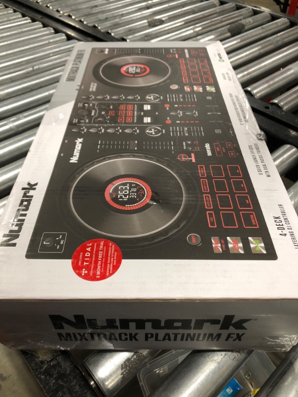 Photo 1 of Numark Mixtrack Platinum FX - DJ Controller For Serato DJ with 4 Deck Control, DJ Mixer, Built-in Audio Interface, Jog Wheel Displays and FX Paddles
