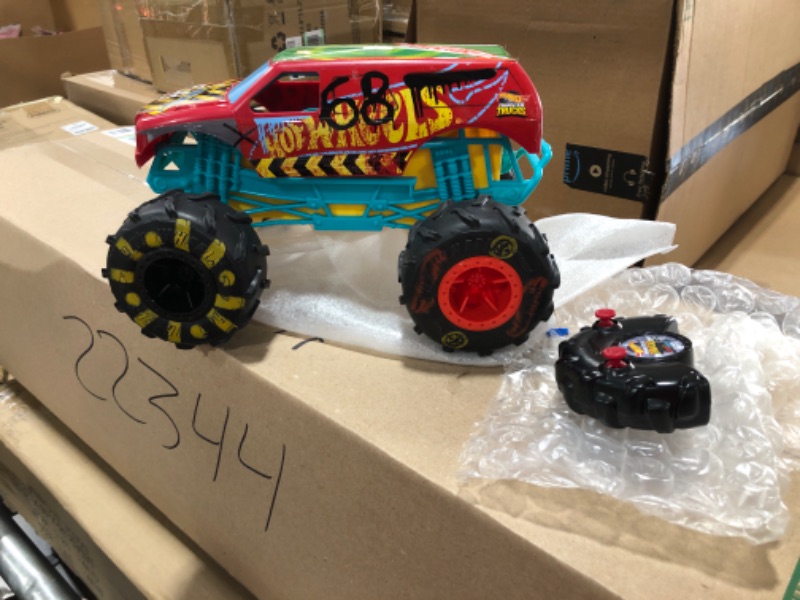 Photo 2 of ?Hot Wheels RC Monster Trucks 1:15 Scale HW Demo Derby, 1 Remote-Control Toy Truck with Terrain Action Tires, Toy for Kids 4 Years Old & Older HW DEMO DERBY RC