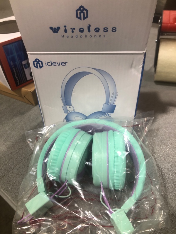 Photo 2 of Kids Bluetooth Headphones, iClever BTH02 Kids Headphones with MIC, 22H Playtime, Bluetooth 5.0 & Stereo Sound, Foldable, Adjustable Headband, Childrens Headphones for iPad Tablet School (Green) Green small