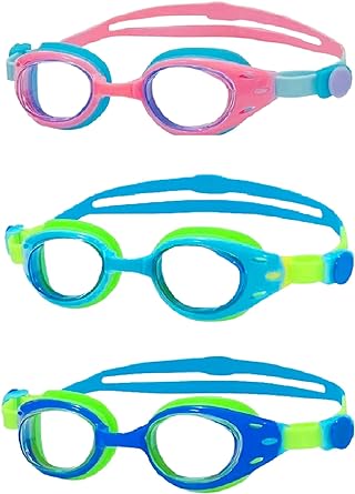 Photo 1 of YUENREE Unisex-Adult Swim Goggles - 3 Pack Swimming Goggles for Adults Men Women Youth Teens Boys Girls Ages 6+ with 3 Cases